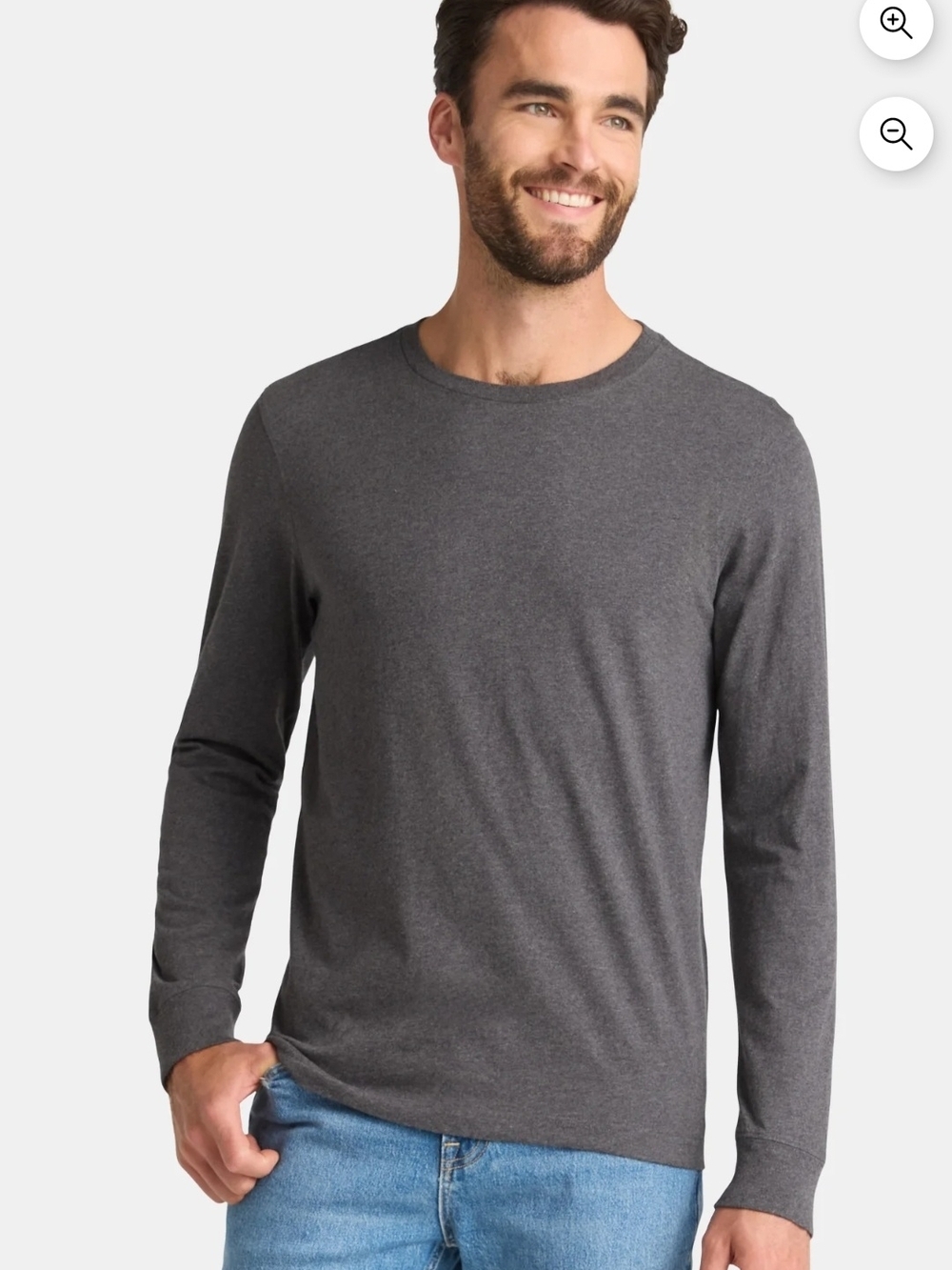 George Men's Long Sleeve Crewneck Shirt - Charcoal